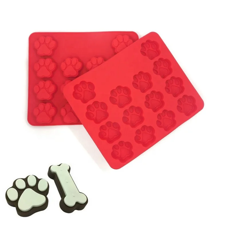 

Dog Footprint Pudding Silicone Mold Chocolate Fondant Cake Decorating Tools Soap Jello Resin Silicon Molds, Red