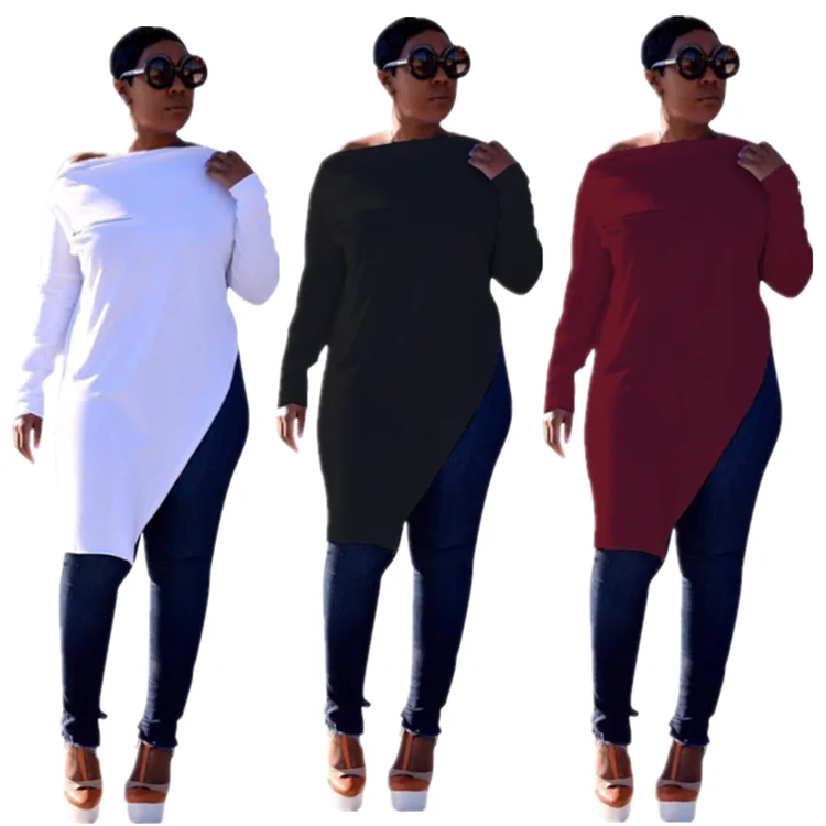 New Design Casual Customized Women T Shirt Solid Color Zipper Decoration Split Tops Manufacturer In China