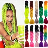 

Pre stretched 100g 24inch braiding hair crochet ombre synthetic braid hair jumbo braids long hair expression extensions