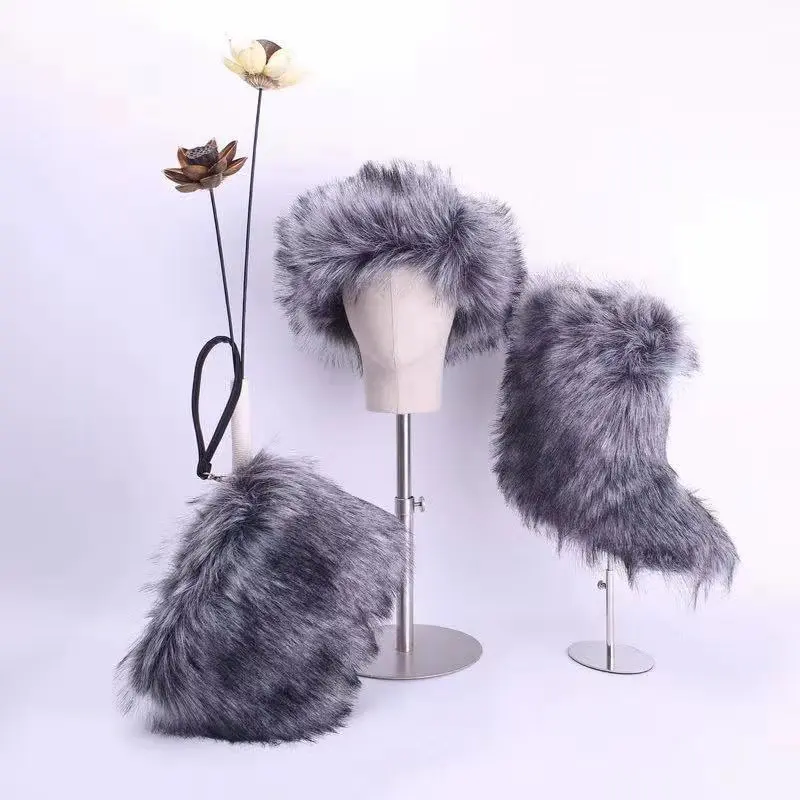
fashion black ladies faux fur boot set covers vendor 