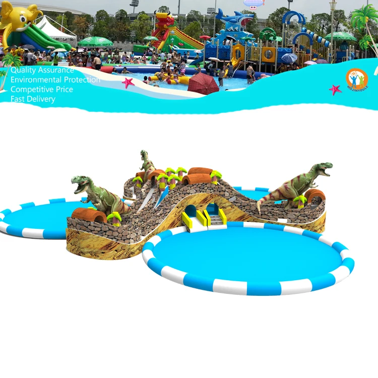 Cheap Best Commercial 115ft Big Portable Jurassic Inflatable Water Park Slides Pool Kids Adult Outdoor