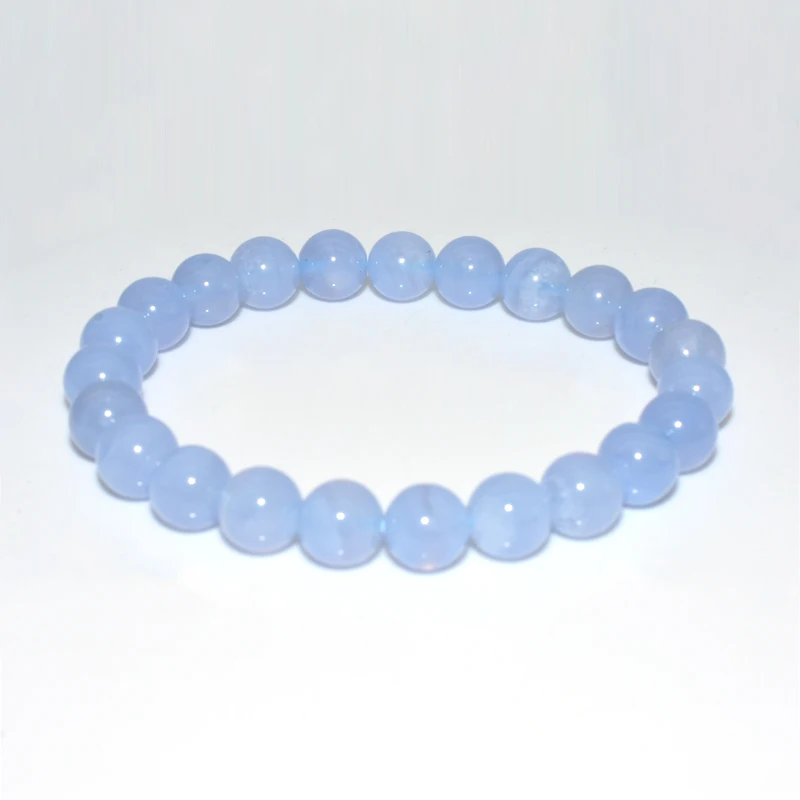 

Trade Insurance 100% Natural Blue Chalcedony Stone  Blue Lace Agate Bracelet