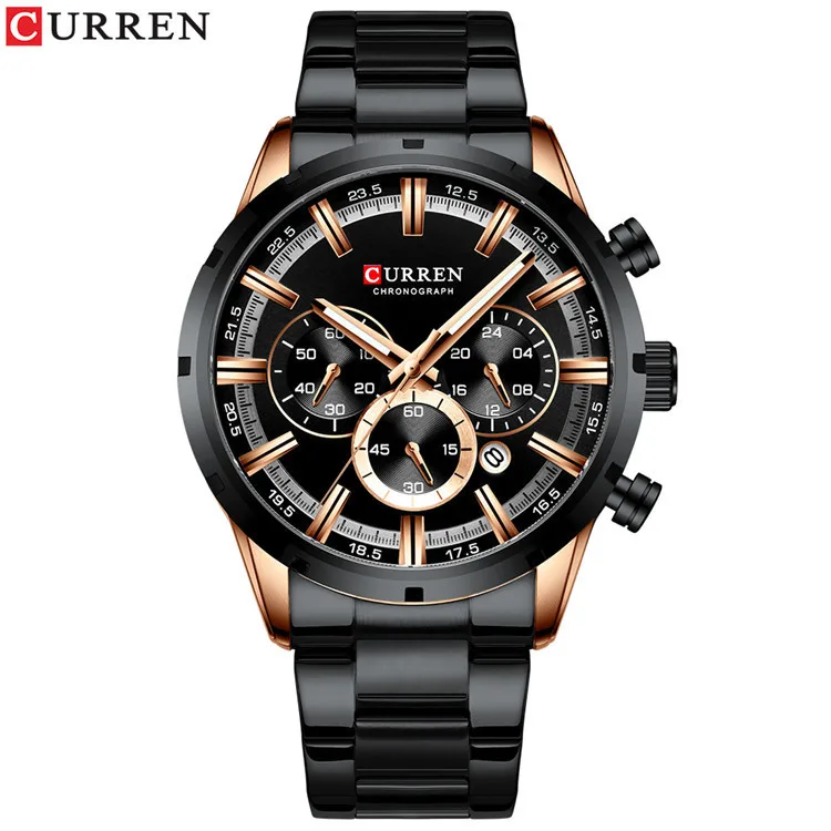 

CURREN 8355 Fashion Mens Watches with Stainless Steel Top Brand Luxury Sports Chronograph Quartz Watch Men, 4 colors