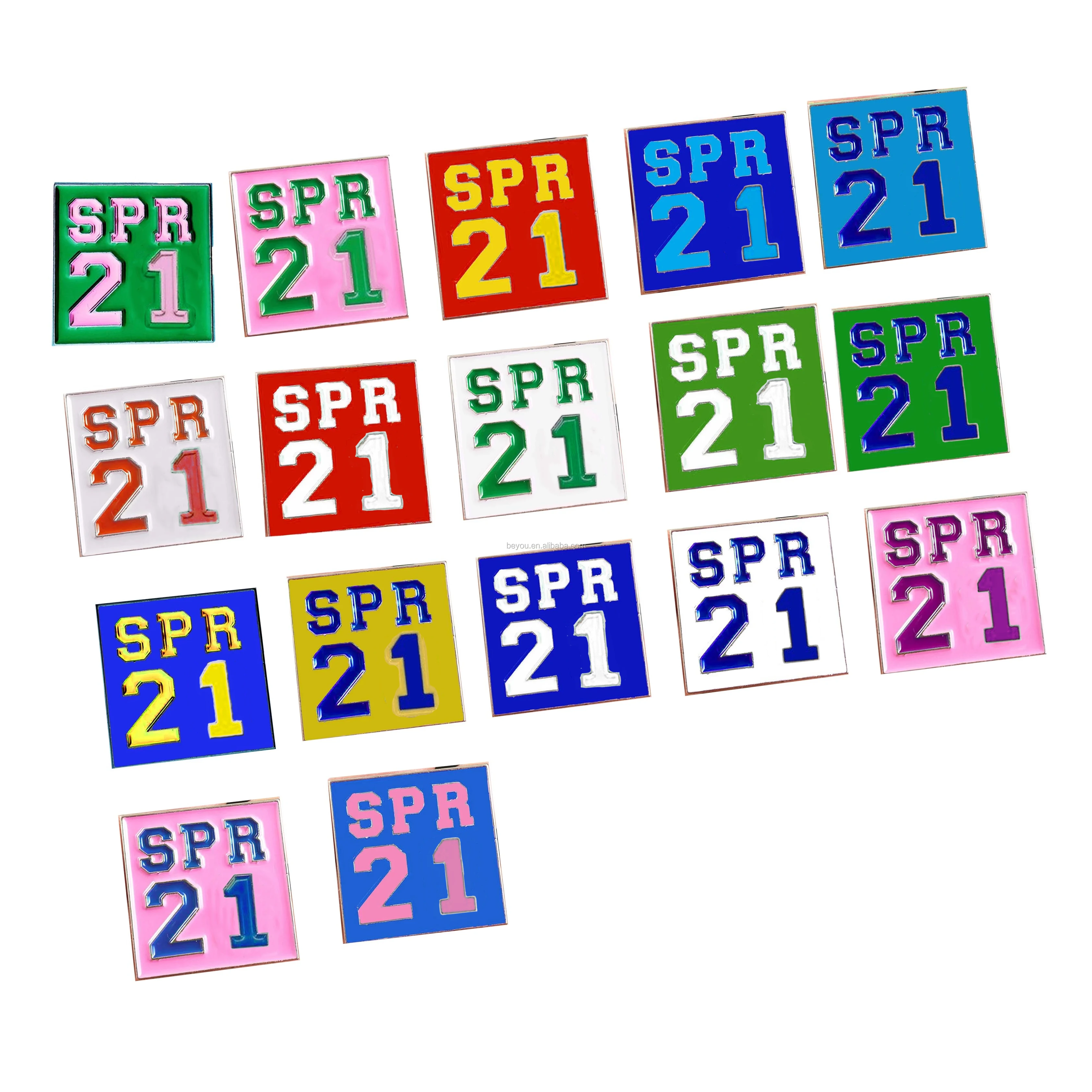 

Latest Brooch Designs Cloth Decoration 1 Inch Size Sorority Broach Square SPR 21 Pin Spring 21 Brooch, As pictures show