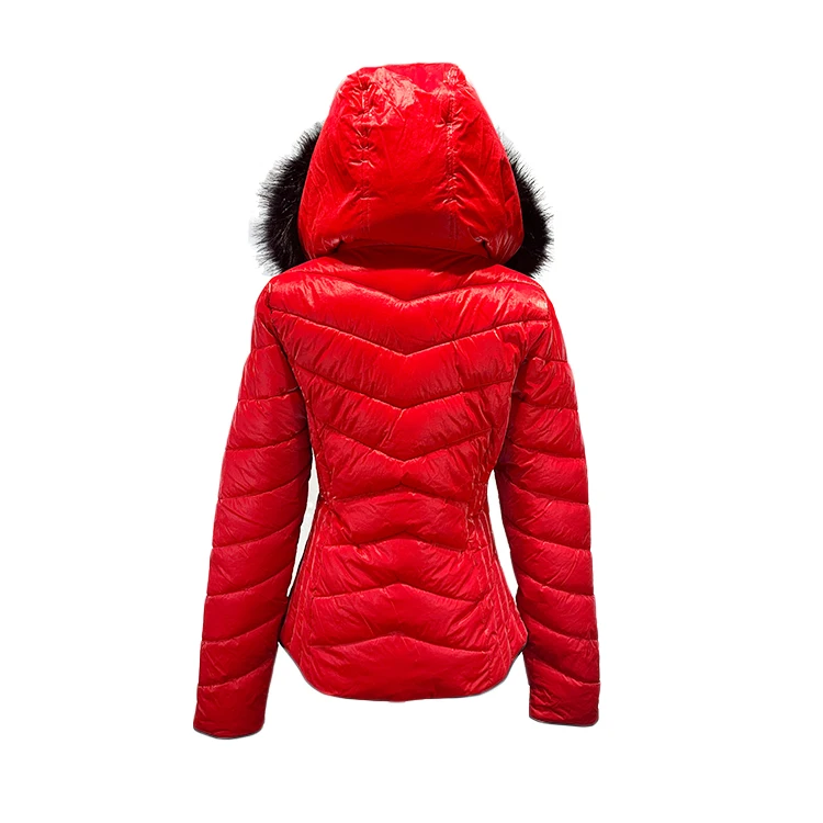 
New Fashion Fur Women Outdoor Down Jacket Lady Winter Hooded Padded Coat 