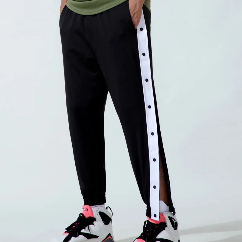 

Comfy Polyester Track Pants Sports Buttoned Side Stripe Trousers For Men