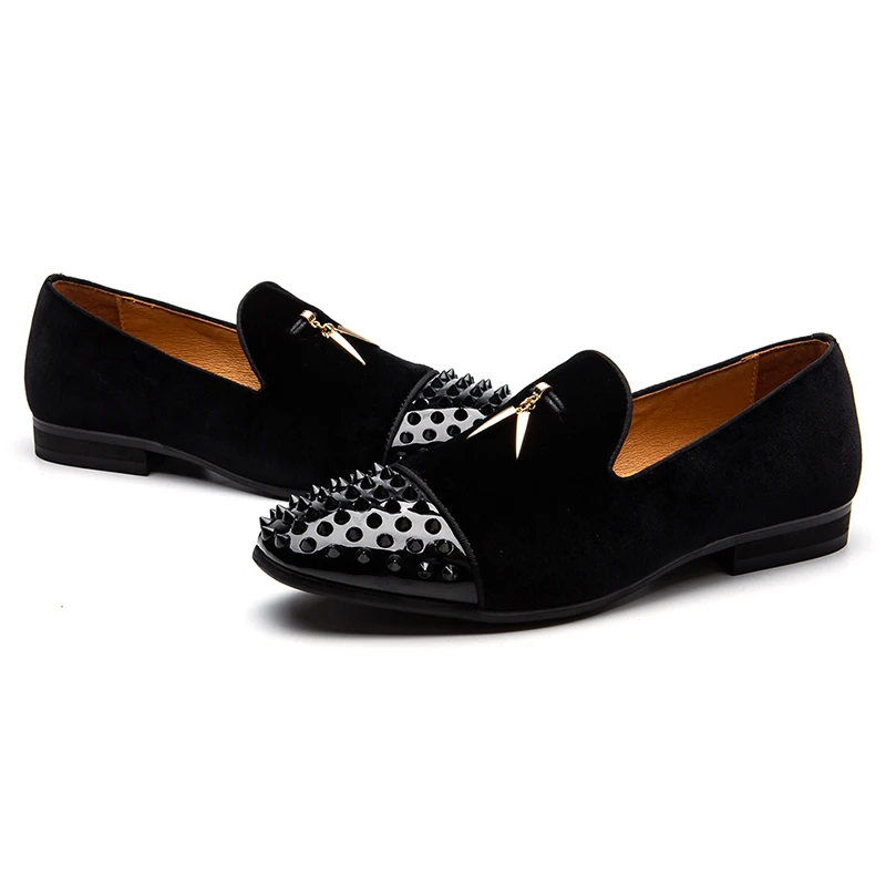 

Black Men Velvet Loafer Shoes Animal Buckle Dress Wedding Shoes For Men