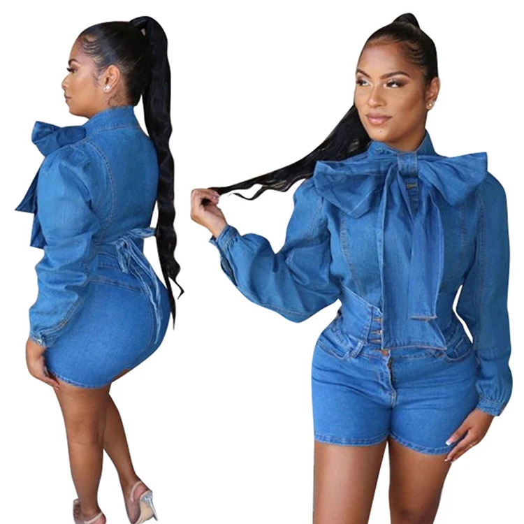 two piece denim short set