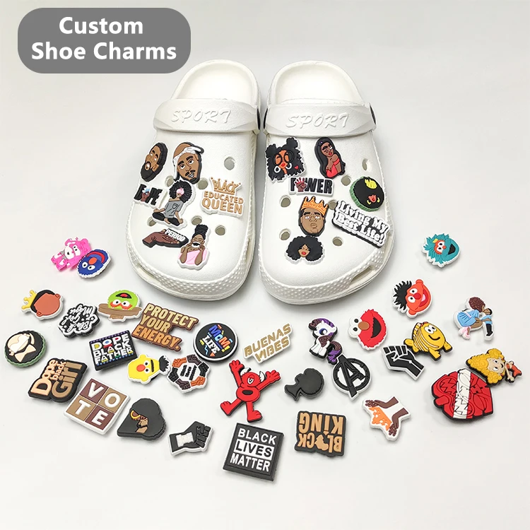 

Box oval shoe lace charms crock football dog ball bling adult new pvc butterfly halloween packaging clogs shoe charms, Pantone color is available