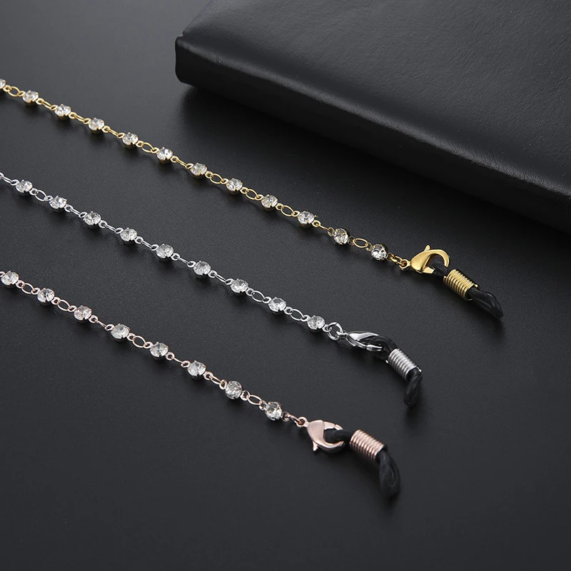 

Women Clear Crystal Beaded Glasses Masking Chain Gold Metal Eyeglasses Lanyards Strap Rope Eyewear Cord Chains for Sunglasses