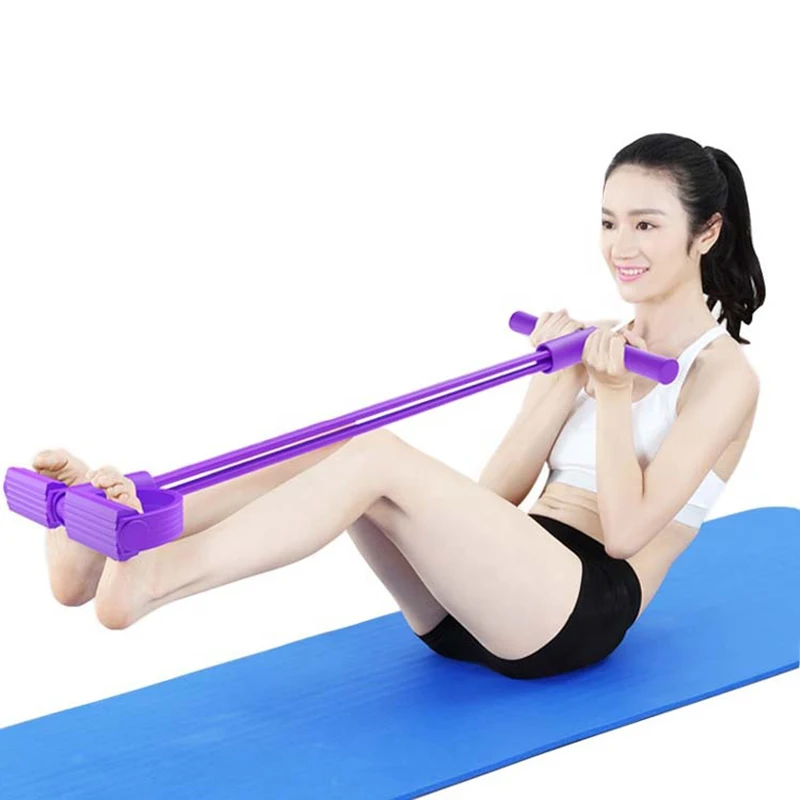 

Multi-function Resistance Band 4-Tube Elastic Sit Up Pull Rope With Foot Pedal Abdominal Exerciser Equipment Fitness, Purple, green, blue, red, yellow, other customizable