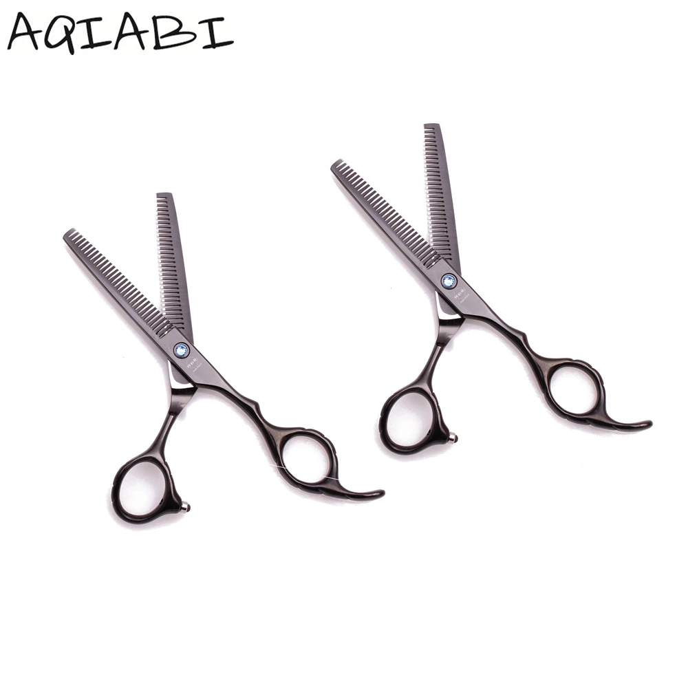 

Barber Thinning Scissors 5.5'' 6" JP Stainless Hair Scissors Hairdressing Shears Black Double Side Teeth Black A2001, Black color