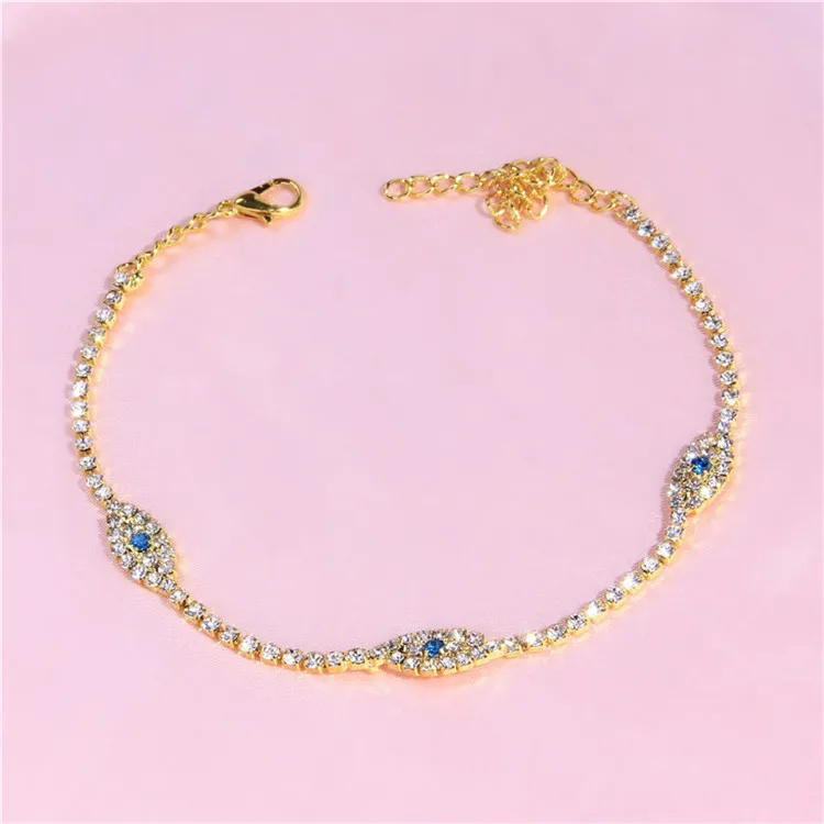 

Wholesale Color Demon Eye Anklet Simple Personality Geometric Retro Rhinestone Anklet, Picture shows