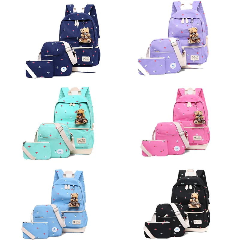 
Hot sale star pattern nice water resistant 3 pieces student shoulders bag back to school bags backpack set for girl 