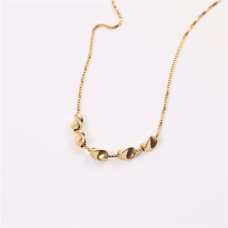 

Necklace Stainless steel plating 18K gold wholesale Box chain Twist Perforated pendant Gift Party