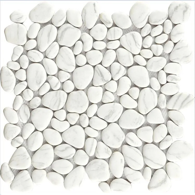 Top Selling recycled glass mosaic BIANCO CARARRA BOULDER mosaic pebble mosaic for bathroom and kitchen Foshan China