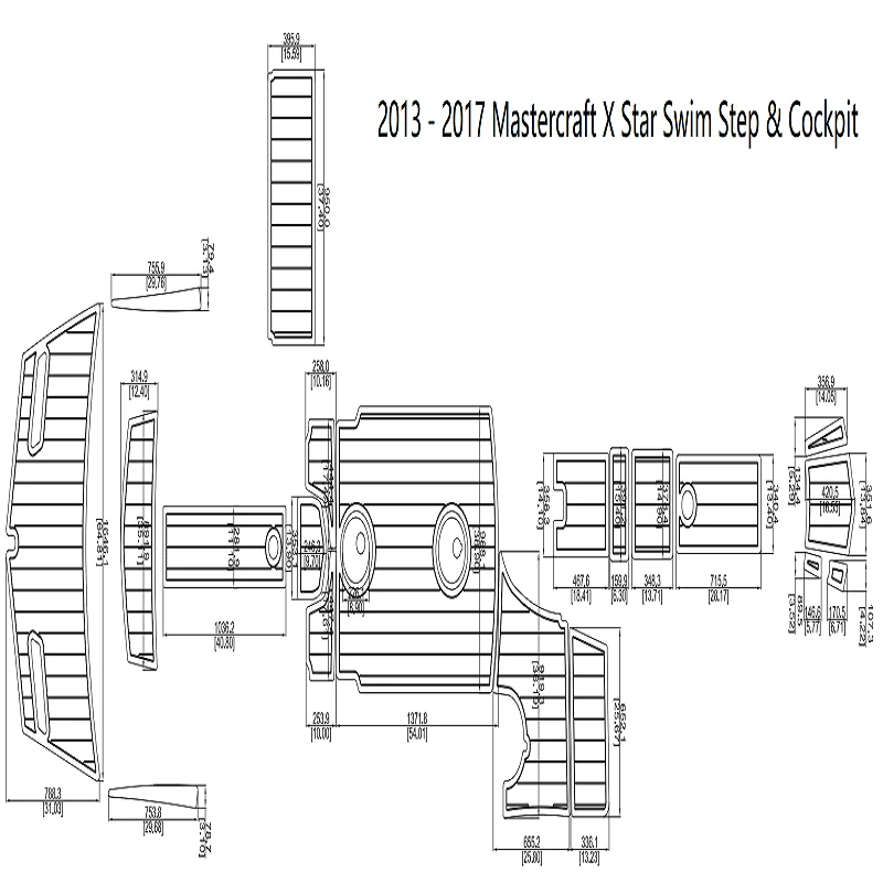 

2013-2017 Mastercraft X Star Swim Step & Cockpit Pad Boat EVA Teak Decking 1/4" 6mm