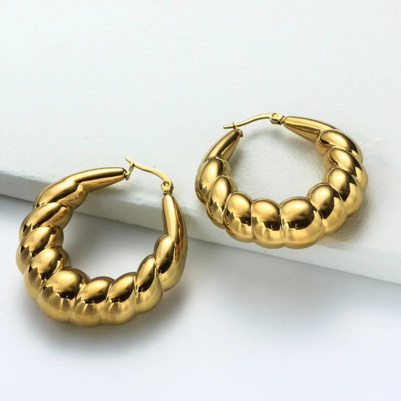 

Hoop earrings 18 k gold plated 316L stainless steel african earrings