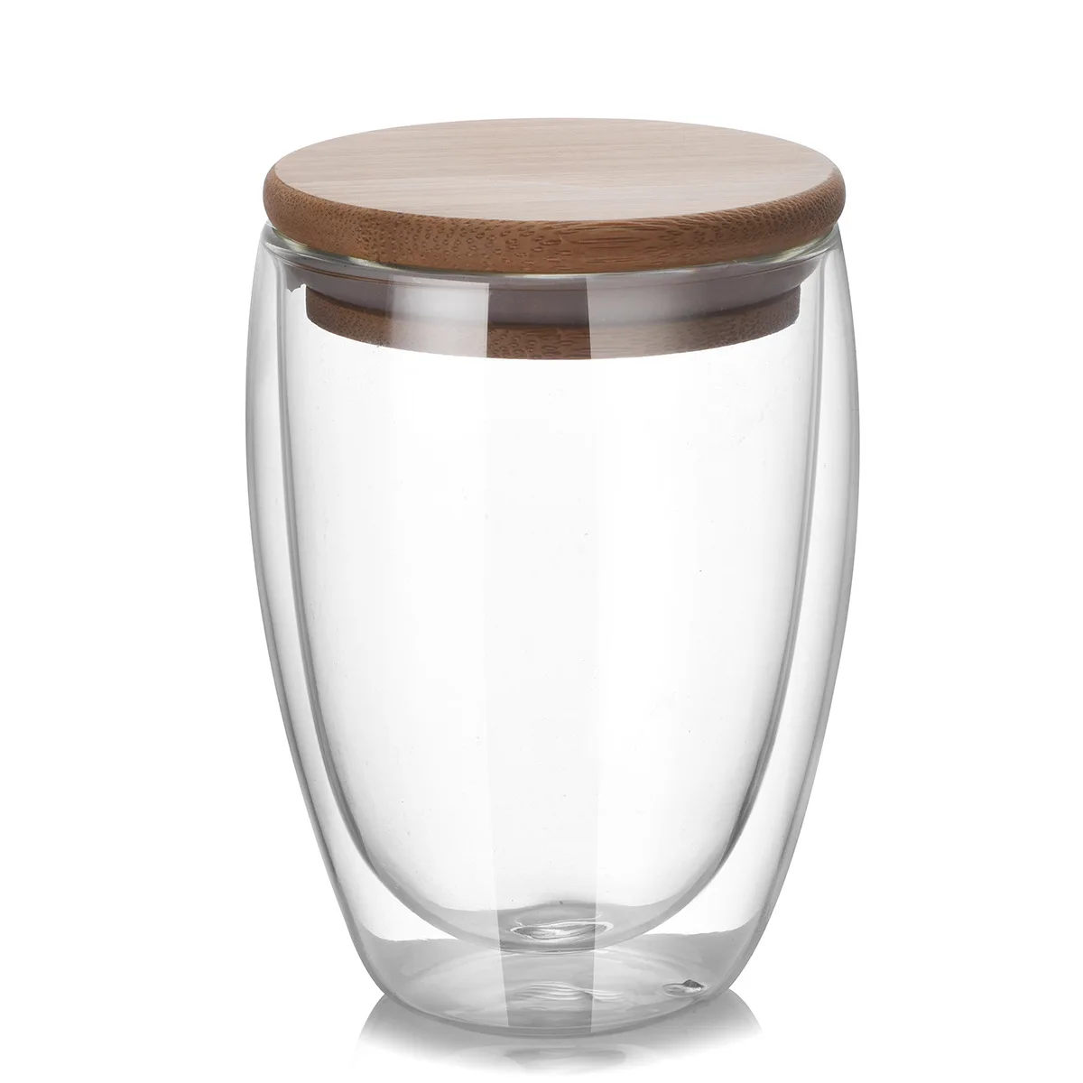 

Double Wall Insulated Borosilicate Coffee Glass Cup set bamboo glass water bottle
