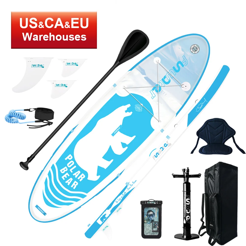 

FUNWATER Dropshipping Surfboard surfing paddle board sup surfboard stand up paddle board sup board sub inflatable paddleboard, Blue