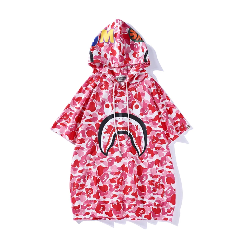 

hot bape slippers cartoon customize short wholesale t shirt high quality streetware tee cotton thick bape Tshirt hooded, White black