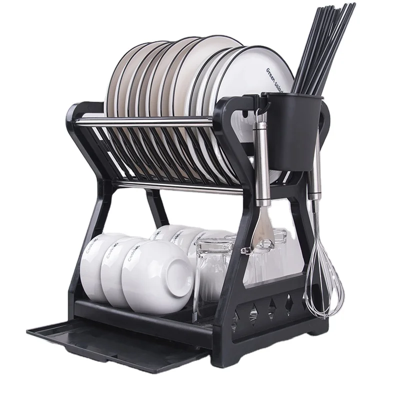 

2021 Hot selling Plastic storage holder dish rack with cover square plate dish rack