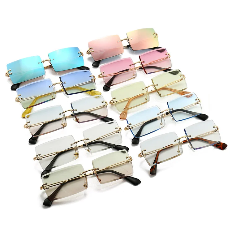 

2020 Vintage Polygonal Sunglasses Women Green Square Sun glasses Fashion Cool Eyeglasses UV400, Mix color or custom colors