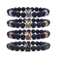 

Wholesale China 8mm Black Natural Stones Rhinestone Men Crown Bead Bracelet For Gifts