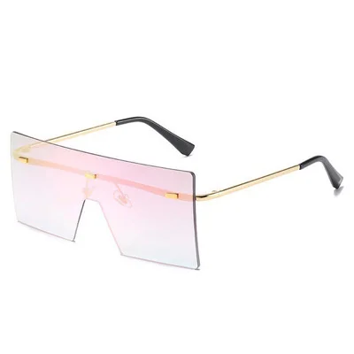 

2021 Rimless Square Oversized Brand Women Men Vintage Glasses Cool Face Fashion Sunglasses