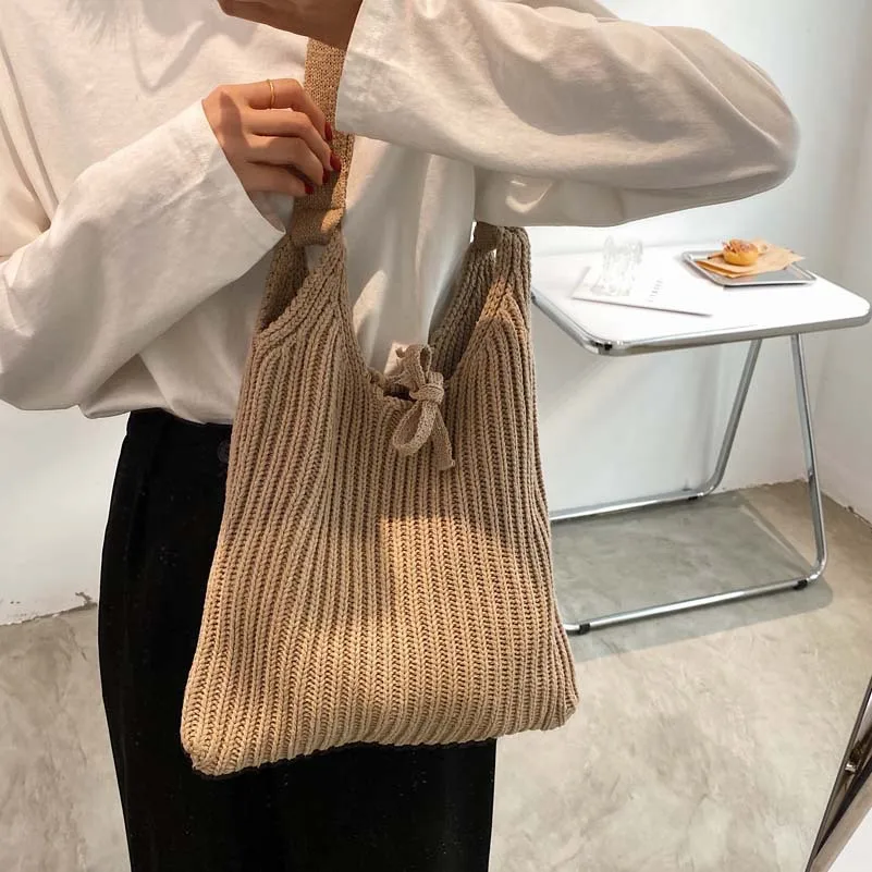 

Twinkle Factory Bags With Logos Woven Shopping Bag Knitted Handbag