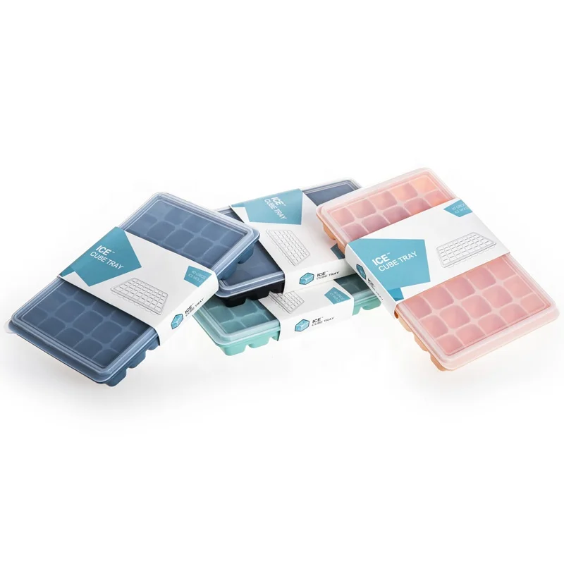 

New food grade silicone material ice tray silicone cube ice mold with lid, According to pantone color