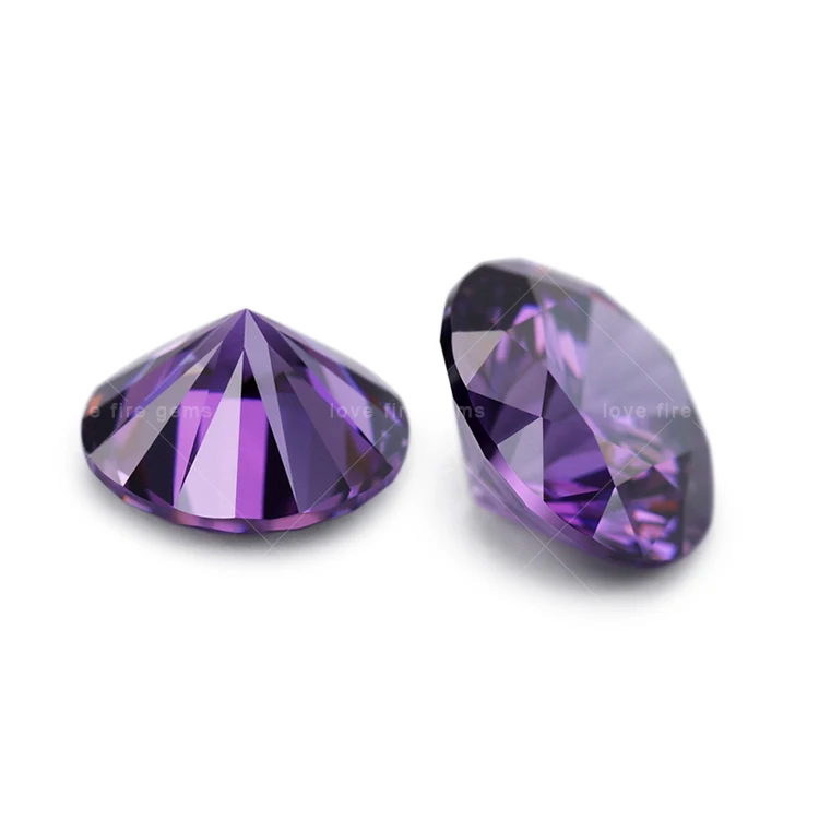 

5A grade wholesale purple stones price synthetic amethyst cz gems diamond cut round shape cubic zirconia, Amethyst purple