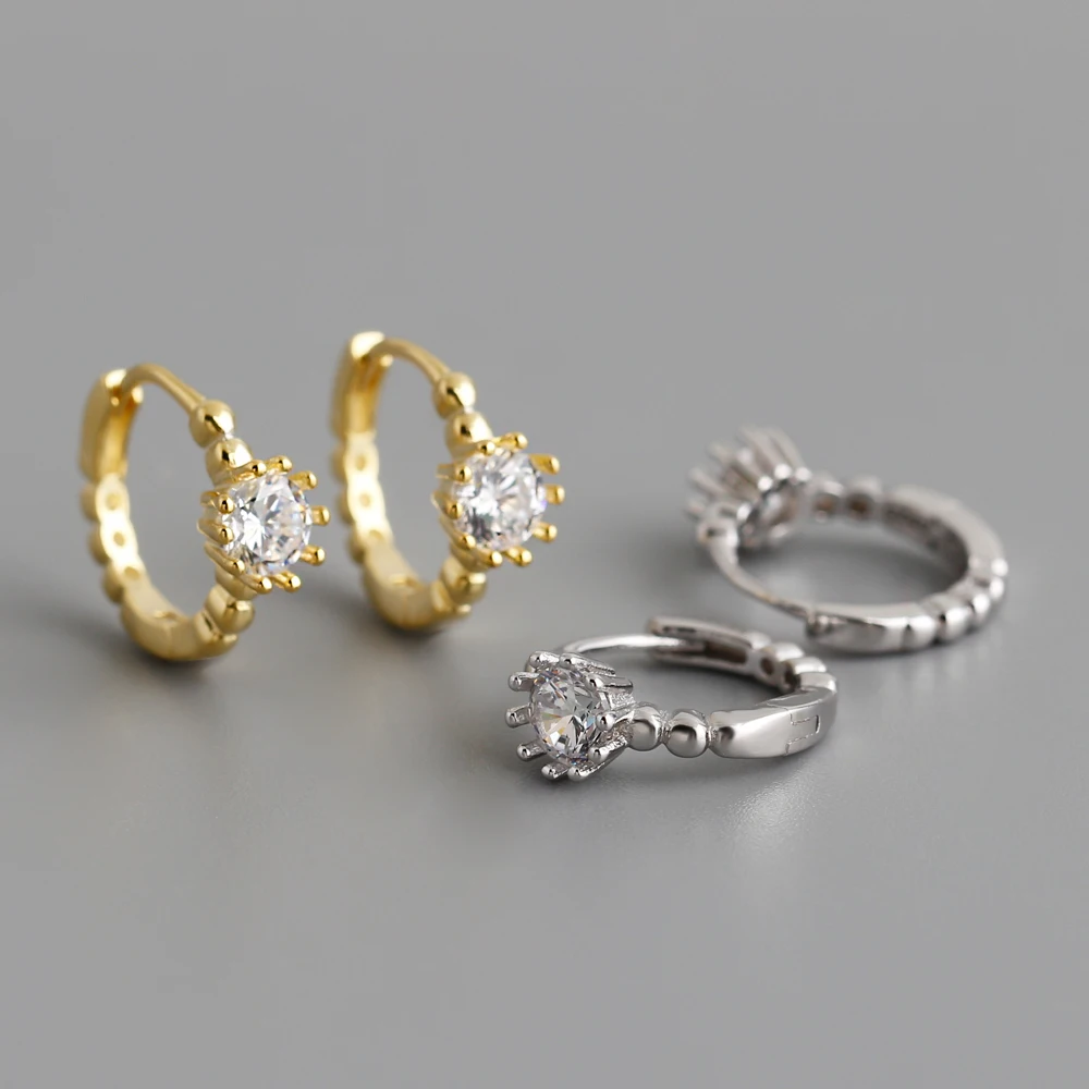 Wholesale Fashion Jewelry 925 Sterling Silver Round Flower Pattern Minimalist Zircon Gold Plated Hoop Earring Jewelry for Women