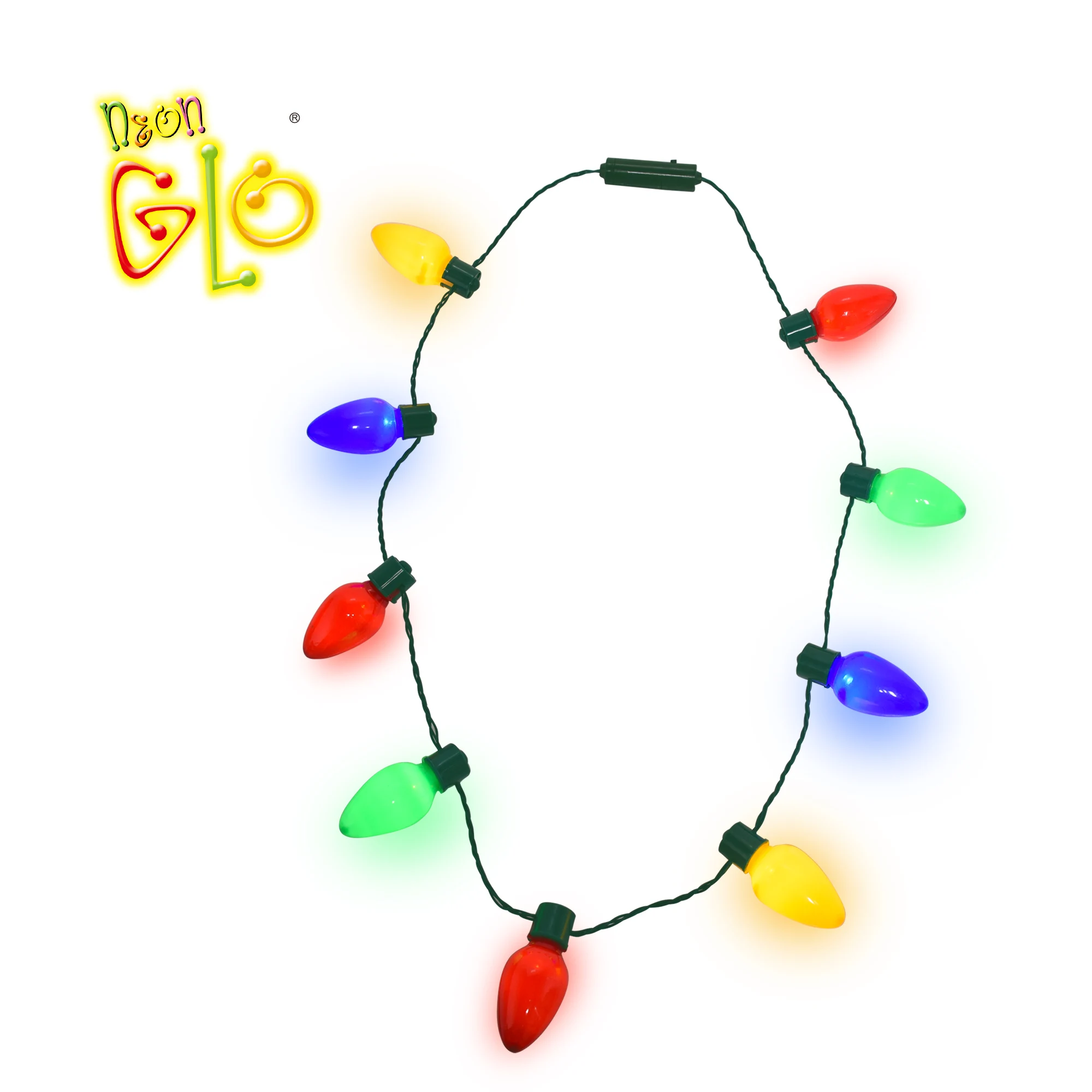 

Neon Glog Glowing Customize Light Up Christmas Party Decoration Luminous Jewelry Bulb Chain Night Flashing Led Necklace