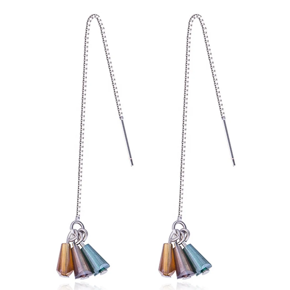 

Factory Direct Latest Design Summer Luxury Tassel Hoop 925 Silver Earring, Gold color