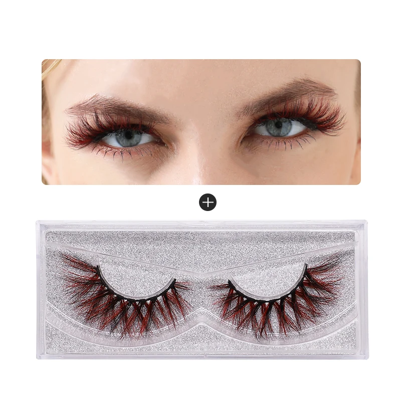 

Wholesale comfortable diverse eyelashes with candy eyelash packaging 9D colored faux mink eyelashes, Candy color