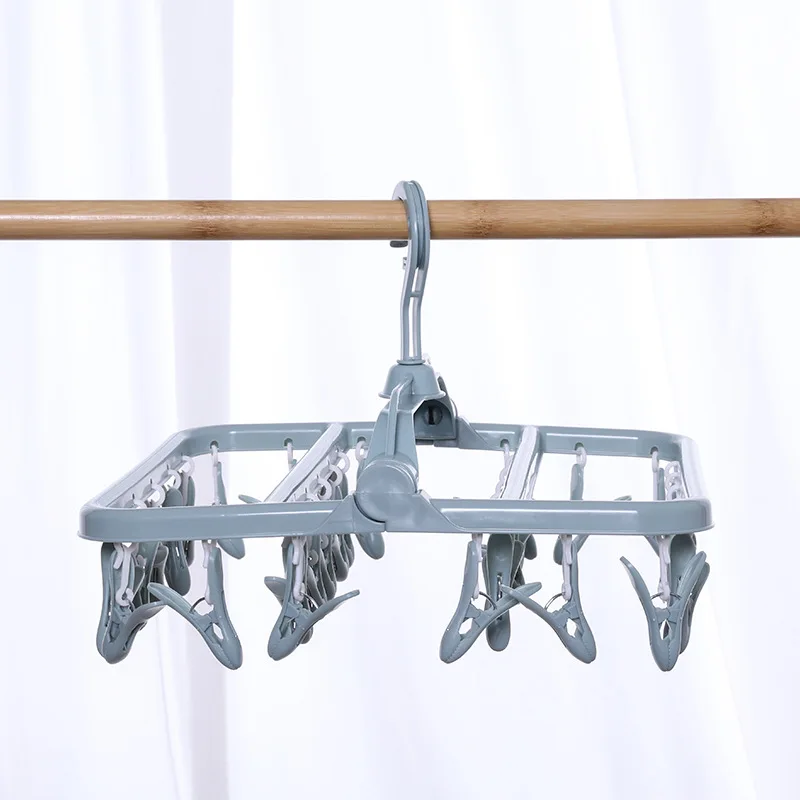 

16 Clips Plastic Non Slip Socks Underwear Hanger Laundry Clothes Dryer, Picture