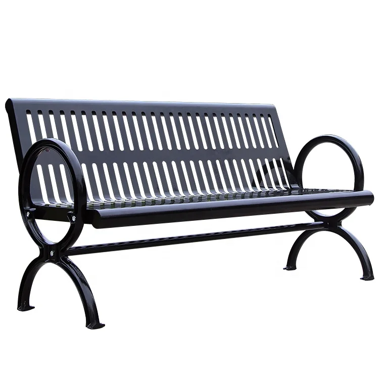 

Black Metal Park Garden Bench Cast Aluminum Outdoor Bench Chair
