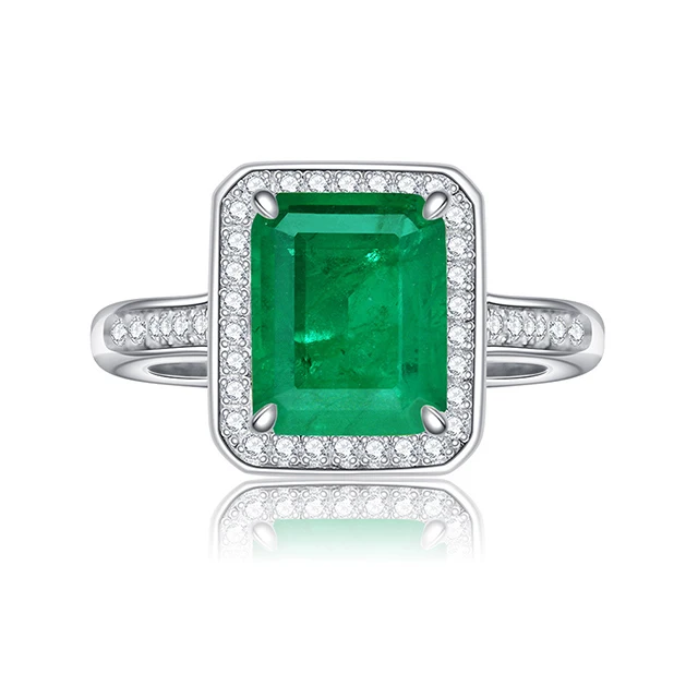 

Women's Emerald Cut Green Rings 925 Sterling Silver Engagement Woman Emerald Rings
