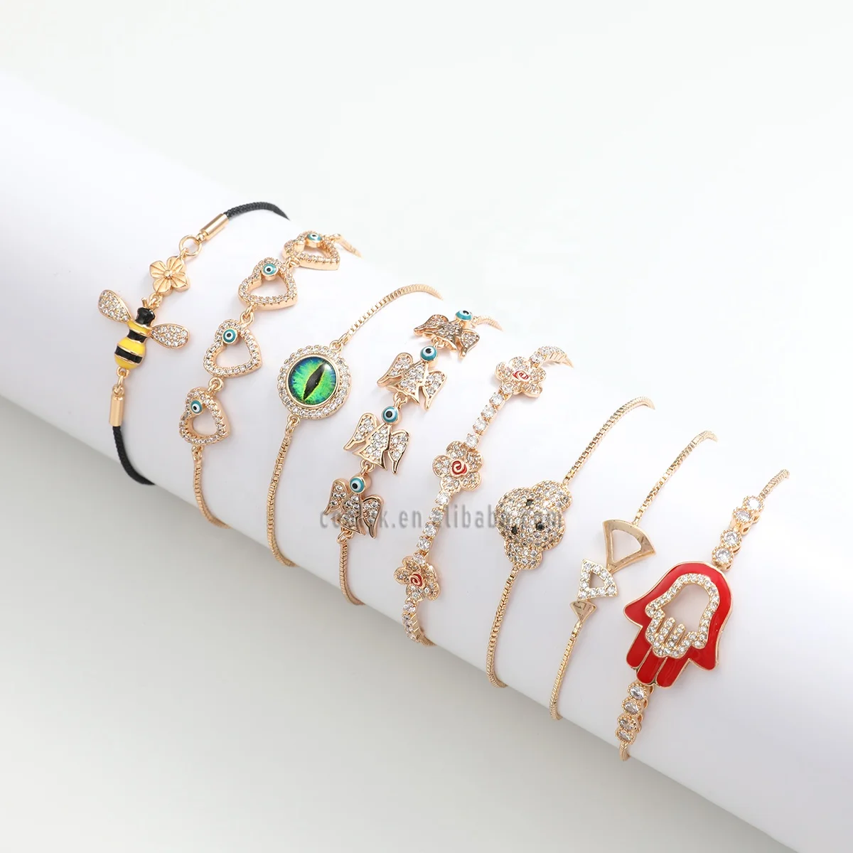 

Promotional Women Girl Ladies Couple Bracelet Shiny Crystal Animal Bracelet Friendship 925 Sterling Silver Color Bracelets