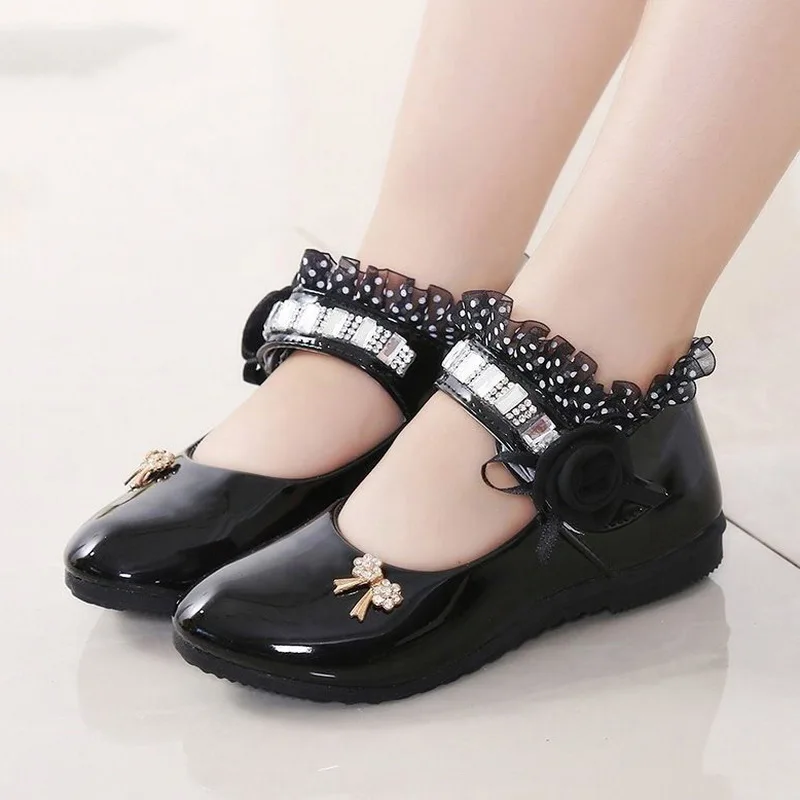 

Girl Dress Flats Shoes School Kids Party Uniform Shoes With Zipper