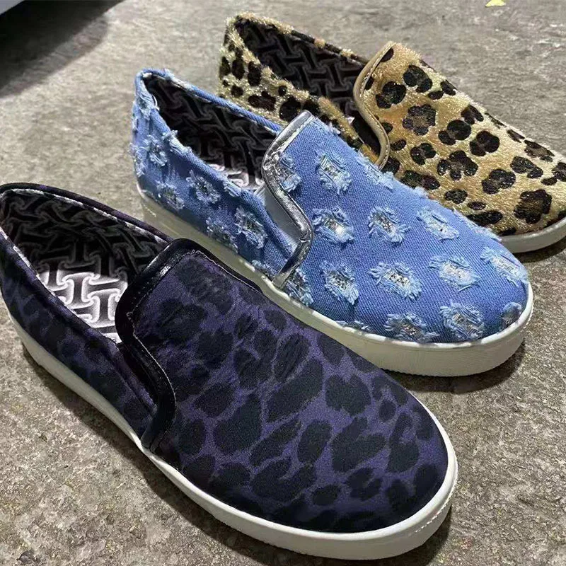 

Factory Outlet Ladies Loafers Leopard Print Round Toe Flat Breathable Ladies Casual Shoes