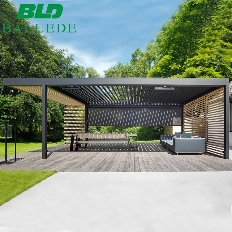 

Hot sell outdoor motorized rotating sliding louvre roof pergola bioclimatic 3 x 3, Match any color ral/ aluminium motorised pergola