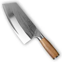 

20cm Stainless steel Chef meat cutting knife women damascus pattern kitchen knife
