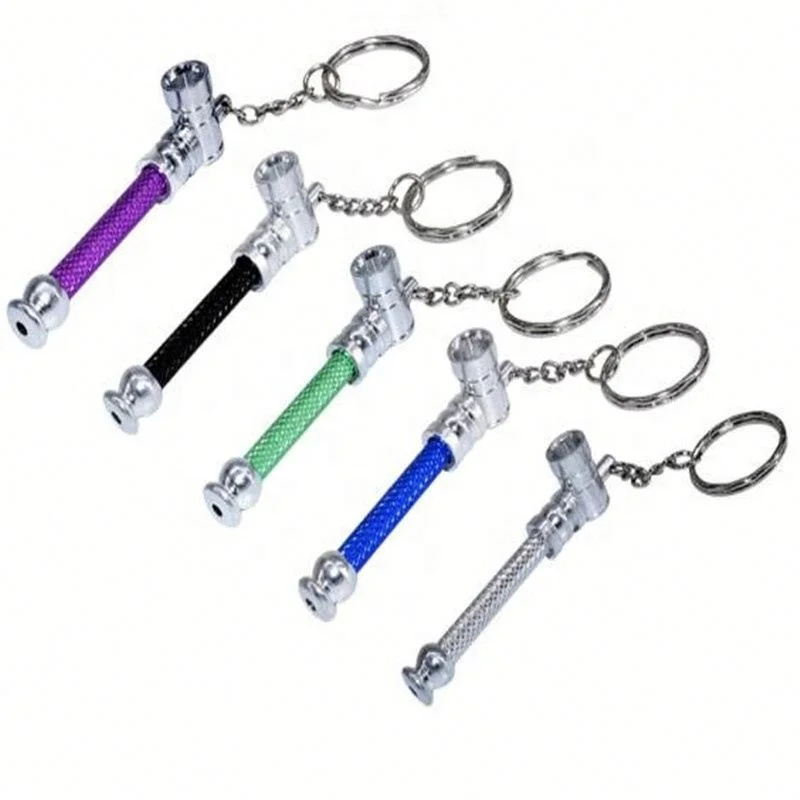 

Metal Mini Keychains Smoking Pipe Aluminum Alloys Fashion Small Gridding Smoking Accessories jhcentury, Sliver/green/blue/black