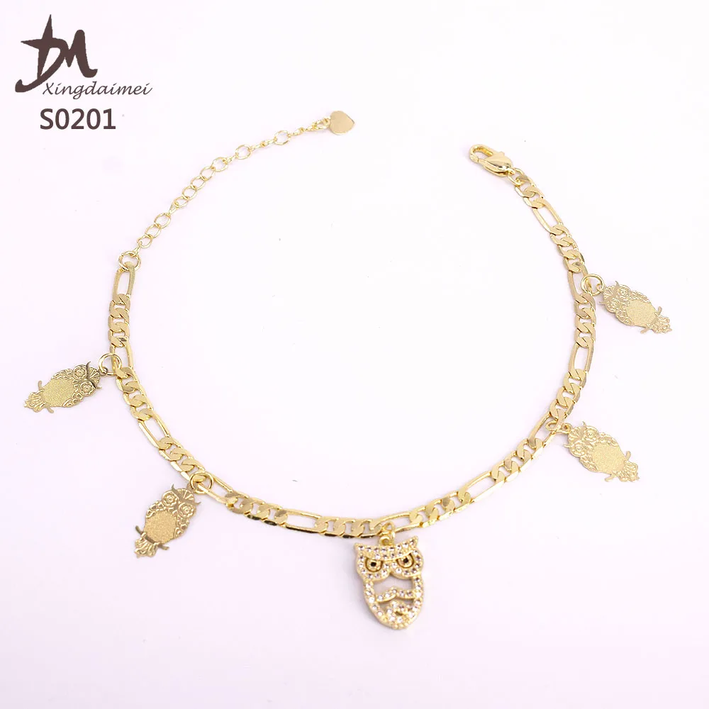 

S0201 new design fashion High quality zircon eagle anklet, 18k gold