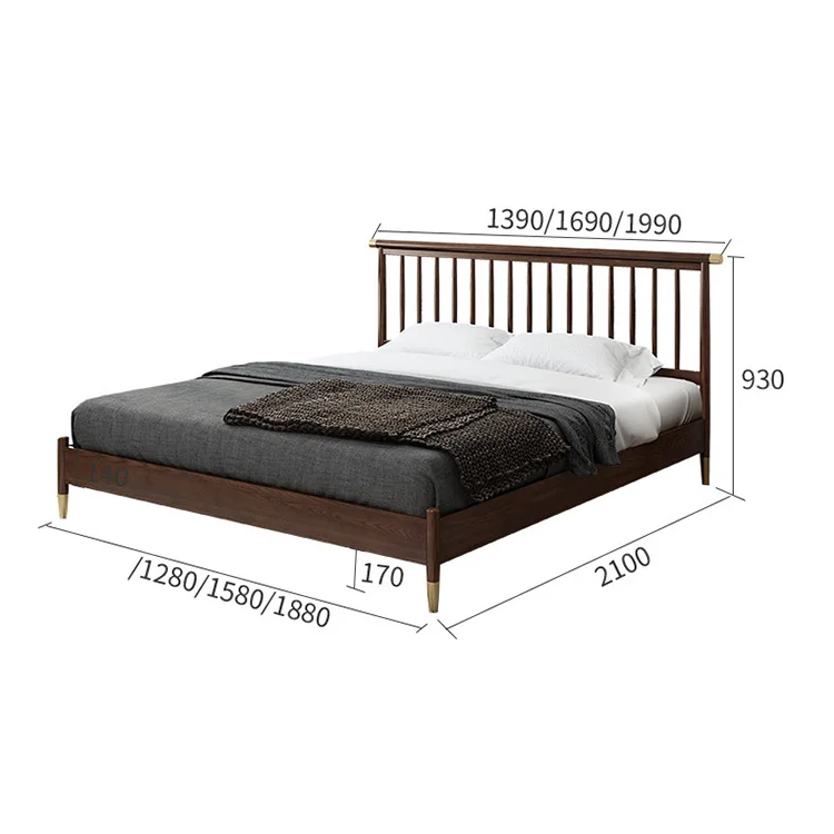 product-BoomDear Wood-Morden OEM supported simple design double single bed gold wooden walnut color 