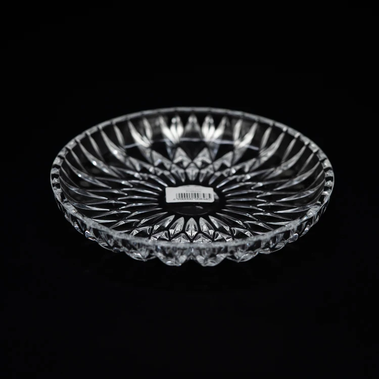 

high quality beads crystal fruit bowl glass fruit decoration tray cheap dry fruit plate with compartment, Transparent