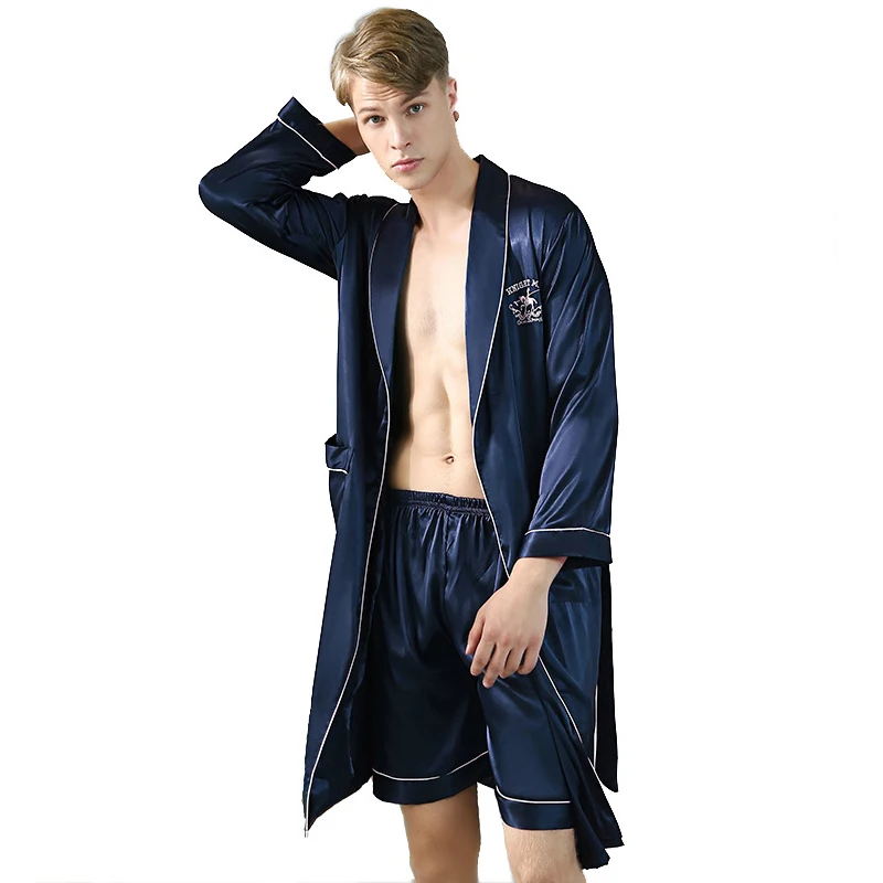

Latest Design Modern Casual Style Solid Color Comfortable Fabric Silk Shorts Pajamas Men, 3 color options