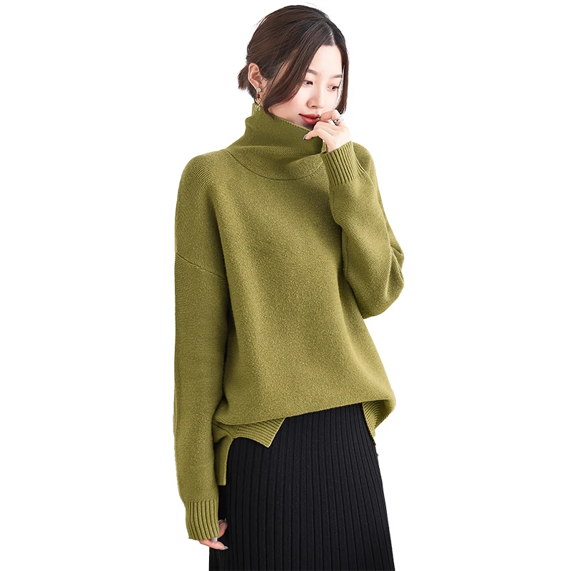 

New 2021 Fall winter women's clothes Plus size Knitted Sweater pullover Custom Long sleeves Turtleneck Women sweater